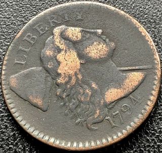 1794 Large Cent Liberty Cap Flowing Hair One Cent Better Grade Rare 12796 3