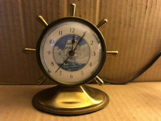 Vintage Solid Brass Ships Wheel Clock