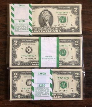 2013 $2 Atlanta Star Notes Packs - Only 640k Printed - 100 In Sequence - Rare 2