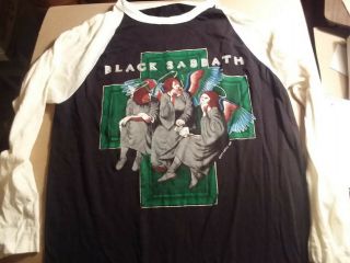 Black Sabbath Rare Heaven And Hell Vintage 2 Sided Baseball Long Sleeve Shirt