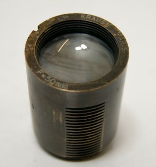 Krauss Paris 50mm Vintage Small Brass Lens Old Camera / Projector / Projection
