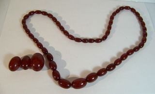Cherry Amber Bakelite Graduated Beads Necklace,  3 Loose Beads Vintage