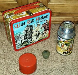 Jingle - Riffic Vintage 1955 Wild Bill Hickok Lunch Box C - 7 Complete W/ Thermos