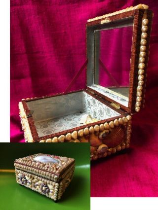 French Vintage Victorian? Seashell Jewelry Trinket Box Sailor Art