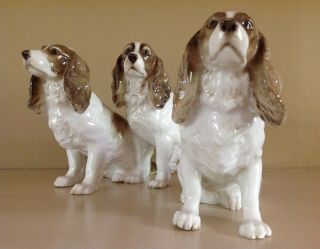 Hutschenreuther Selb Germany Kunstabteilung Us Zone Spaniel Dog Figurines