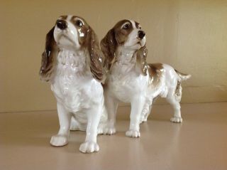 Hutschenreuther Selb Germany Kunstabteilung US Zone Spaniel Dog Figurines 2