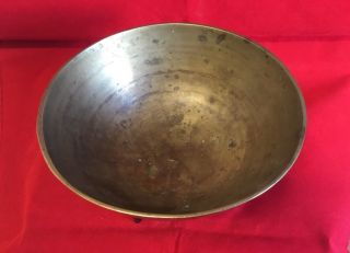 Antique Chinese Brass Bowl on Stand late 19th Century 6in 5