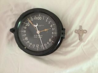Vintage U.  S.  Navy Ships Deck Clock,  Made By Chelsea Clock Co,  Boston Wwii