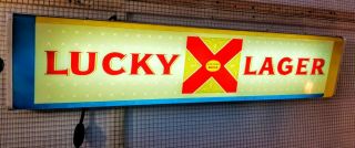 VINTAGE LUCKY LAGER BEER LIGHTED ADVERTISING SIGN 2