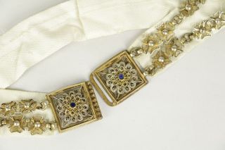 Antique 19/20thC Bedouin Floral Filigree Chain Linked Belt With Ornate Buckle 2