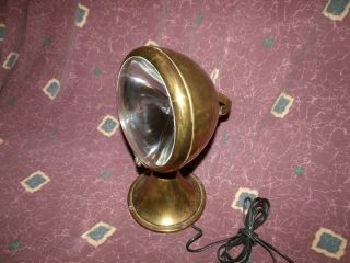 Ca 1940s Vintage Antique Perko Polished Brass Marine 7 " Spot Search Light Vg,