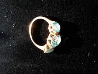 Vintage Ladies Ring Set With 3 Blue Zircon Stones In Claw Setting & Stamped 9ct