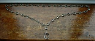 FINE ANTIQUE ART DECO FACETED PASTE SILVER FLAPPER NECKLACE MASSIVE 74CM 2