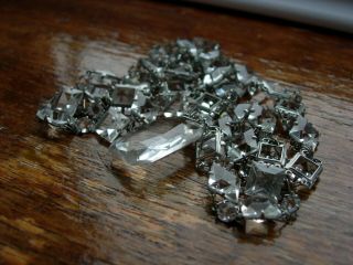 FINE ANTIQUE ART DECO FACETED PASTE SILVER FLAPPER NECKLACE MASSIVE 74CM 3