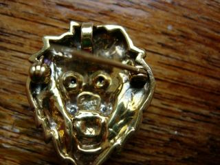 RARE VINTAGE HEAVY SOLID 14K 14CT GOLD LION HEAD PENDANT DIAMOND RUBY 6.  44G 8