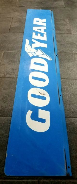 VINTAGE GOODYEAR PORCELAIN DOUBLE SIDED SIGN1960s 66IN LONG 4