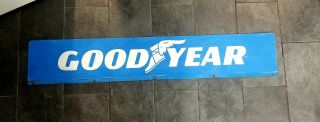 VINTAGE GOODYEAR PORCELAIN DOUBLE SIDED SIGN1960s 66IN LONG 7