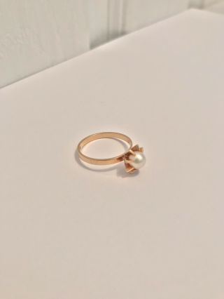 Vintage Elis Kauppi Kupittaan Kulta Finland 585 14k Gold Pearl Ring Size 6.  25