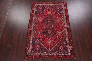 Antique Geometric Tribal Lori Area Rug Hand - made Oriental Wool Carpet RED 5 ' x8 ' 3