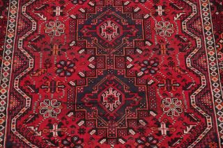 Antique Geometric Tribal Lori Area Rug Hand - made Oriental Wool Carpet RED 5 ' x8 ' 4