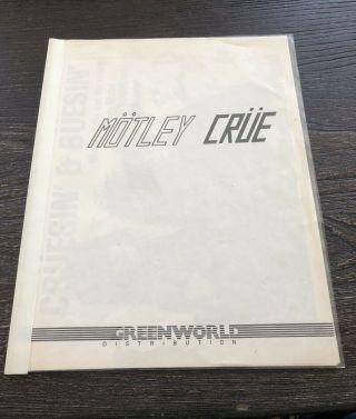 Motley Crue Ultra Rare Press Kit 1982 Vintage Nikki Sixx Tommy Lee Vince Neil