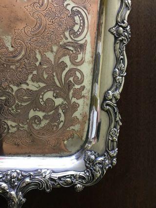 Chased Siver Plate On Copper Butlers Tray 29” X 19” 5