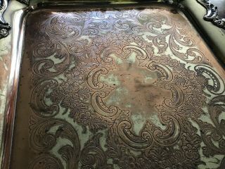 Chased Siver Plate On Copper Butlers Tray 29” X 19” 6