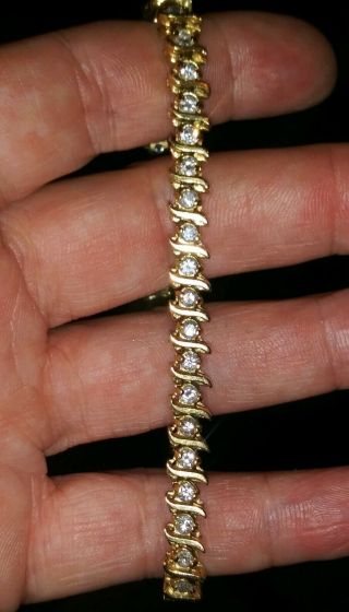 Vtg 14k Yellow Gold 4.  00ctw Diamond Tennis Bracelet 40 10pt Diamonds 17.  4 Grams