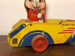 Rare Vintage Fisher Price Bunny Racer 474 Wooden Pull Toy 1942 3