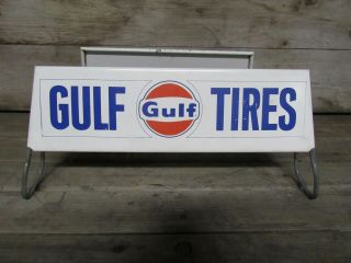 Vintage Gulf Tires Advertising Tire Rack Stand Display Sign Gas & Oil