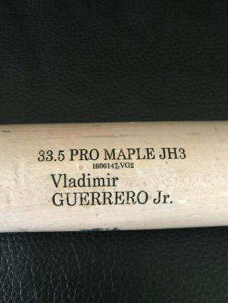 Vladimir Guerrero jr game bat Toronto Blue Jays 2016 Old Hickory Rare 3