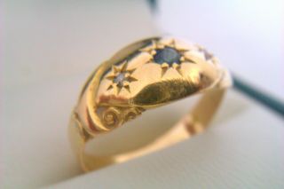 18ct Gold Sapphire & Diamond Victorian Gypsy Ring Circa 1899
