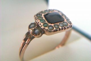 Rare 9ct Rose Gold Garnet & Pearl Georgian Ring Circa 1812 3