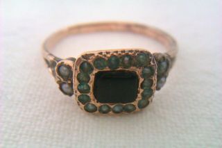 Rare 9ct Rose Gold Garnet & Pearl Georgian Ring Circa 1812 4