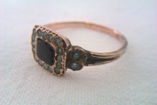 Rare 9ct Rose Gold Garnet & Pearl Georgian Ring Circa 1812 5