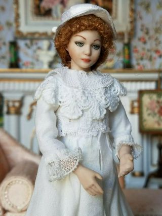 Dollhouse Miniature Artisan Doreen Sinnett Porcelain Young Lady Doll 1:12