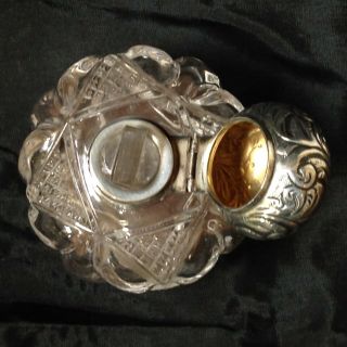 Victorian 1899 English Silver Hinged Top Cut Glass Perfume Bottle,  Monogrammed 4