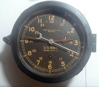 Vintage Usn Chelsea Clock Co.  Serial No,  19767 - E Ships Clock