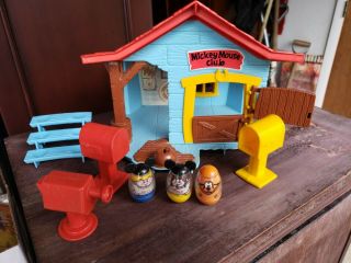 Vintage Weebles Disney Mickey Mouse Club House With Accessories Hasbro 1976