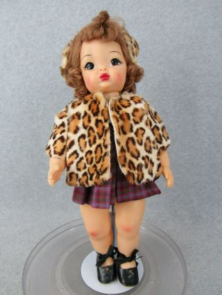 16 " Vintage Terri Lee Doll In Tagged Dress And Leopard Cape