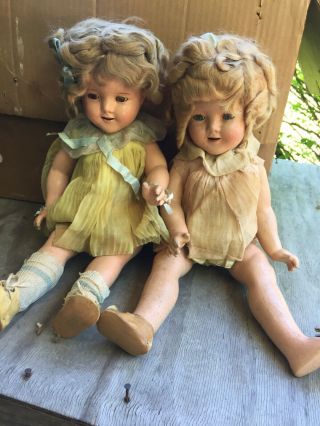 Two Antique 1930’s Rare Compo Shirley Temple Dolls
