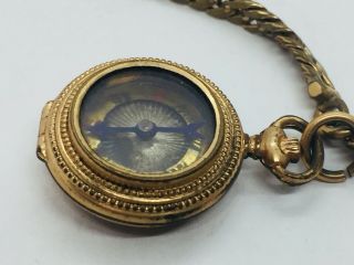 Antique Victorian Yellow Gold Filled Compass Fob Watch Chain Necklace 4
