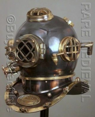 Morse Us Navy Mark V Diving Divers Helmet Copper Brass Full Size 18 Inch Dvs128