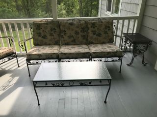 VINTAGE Wrought Iron Patio Furniture Set - WOODARD/Black/USED 2