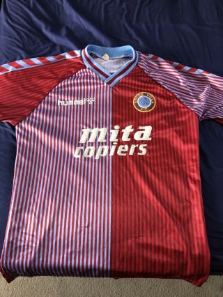 Rare Vintage Aston Villa 1987 - 1989 Hummel Home Football Shirt Size M Adult