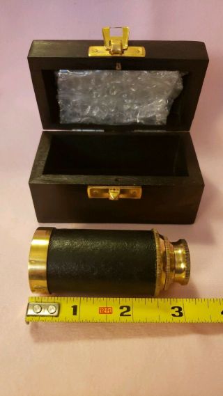 Miniature Pull Out Telescope With Wooden Box Nautical Style