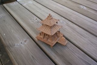 Vintage Carved Wooden Temple Oriental Chinese Architecture Pagoda Fine Detail