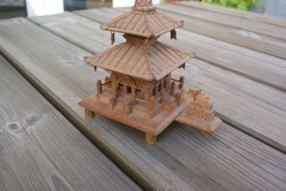 Vintage Carved Wooden Temple Oriental Chinese Architecture Pagoda Fine Detail 2