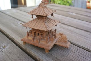 Vintage Carved Wooden Temple Oriental Chinese Architecture Pagoda Fine Detail 3