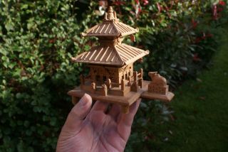 Vintage Carved Wooden Temple Oriental Chinese Architecture Pagoda Fine Detail 4